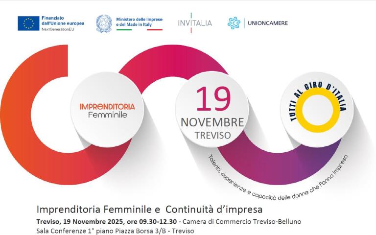 19 novembre, alle 9:30, il “Giro d’Italia delle donne che fanno impresa” fa tappa a Treviso 