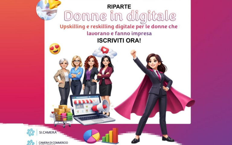 Iscrizioni aperte a Donne in digitale 2026, "Donne in digitale" 2026, percorso di potenziamento delle competenze digitali organizzato da Unioncamere con Invitalia e Imprenditoria Femminile